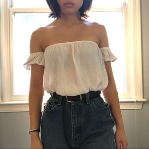 Off the shoulder white top